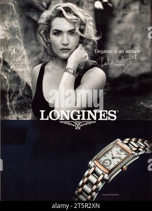 Kate Winslet in Longines Dolce Vita Uhrenwerbung Eleganz ist eine Attitüde Stockfoto