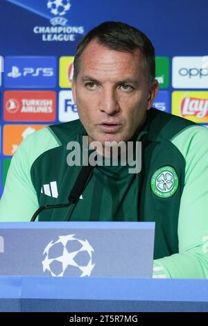 Celtic Coach Brendan Rodgers während einer Pressekonferenz im Metropolitano-Stadion in Madrid am 6. November 2023 der UEFA Champions League Gr Stockfoto