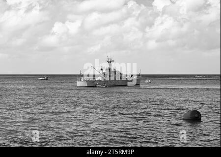 Cozumel, Mexiko - 24. Dezember 2015: Marineschiff oder Militärboot mit p273 Katoche Stockfoto