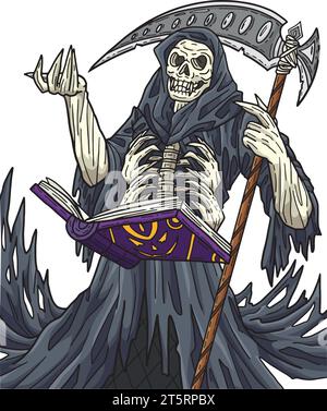 Halloween Grim Reaper Cartoon Farbiger Clipart Stock Vektor