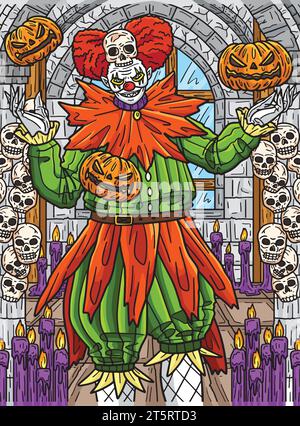 Halloween Clown Farbige Cartoon Illustration Stock Vektor