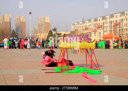 Traditioneller chinesischer Yangko-Tanz-Requisiten, Nahaufnahme des Fotos Stockfoto