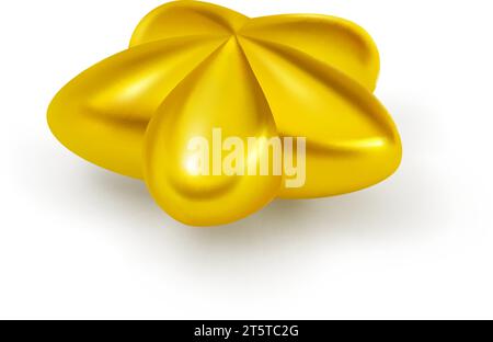 Goldener Stern auf weißem Hintergrund mit Schatten. Wohndekoration zu weihnachten Stock Vektor