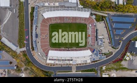 Sandy, UT, USA. November 2023. Luftaufnahme des America First Fields, Heimstadion des Real Salt Lake und des National Women's Soccer League Club, Utah Royals FC. (Credit Image: © Walter G Arce SR/ASP) NUR REDAKTIONELLE VERWENDUNG! Nicht für kommerzielle ZWECKE! Stockfoto