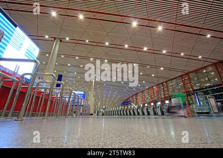 Check-in-Verfahren, Beijing Capital International Airport T3 Terminal, China Stockfoto