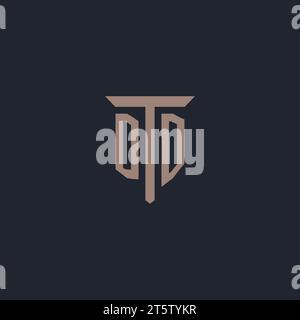 DD Initial-Logo-Monogramm mit einem Vektor mit Säulen-Symbol Stock Vektor