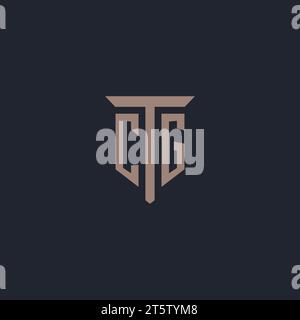 CG Initial-Logo-Monogramm mit Säulen-Symbol-Design-Vektor Stock Vektor