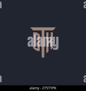 DK Initial-Logo-Monogramm mit Säulen-Symbol-Design-Vektor Stock Vektor