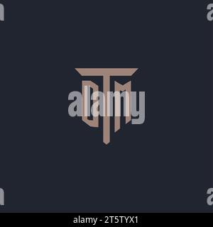 DM Initial-Logo-Monogramm mit Säulen-Symbol-Design-Vektor Stock Vektor