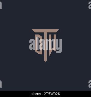 DW Initial-Logo-Monogramm mit Symbol-Design-Vektor der Säule Stock Vektor