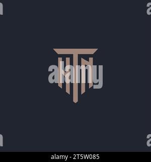 HN Initial-Logo-Monogramm mit Säulen-Symbol-Design-Vektor Stock Vektor