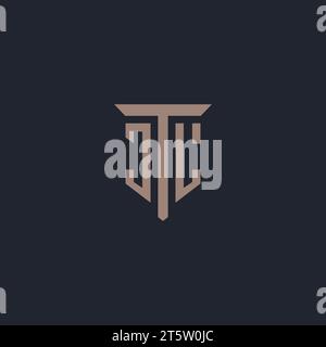 JL Initial-Logo-Monogramm mit Säulen-Symbol-Design-Vektor Stock Vektor