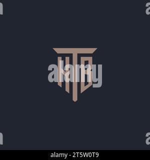 HB Initial-Logo-Monogramm mit Säulen-Symbol-Design-Vektor Stock Vektor