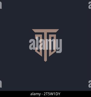 JO Initial-Logo-Monogramm mit Säulen-Symbol-Design-Vektor Stock Vektor