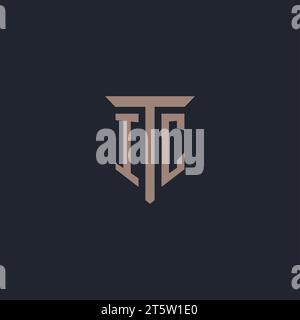 IC-Initial-Logo-Monogramm mit Symbol-Design-Vektor der Säule Stock Vektor