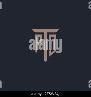 PJ Initial-Logo-Monogramm mit Säulen-Symbol-Design-Vektor Stock Vektor
