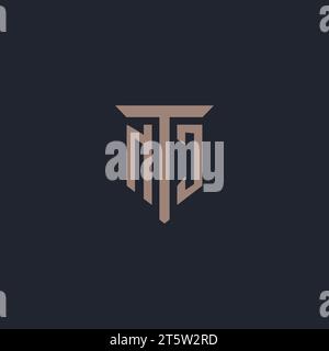 NJ Initial-Logo-Monogramm mit Säulen-Symbol-Design-Vektor Stock Vektor