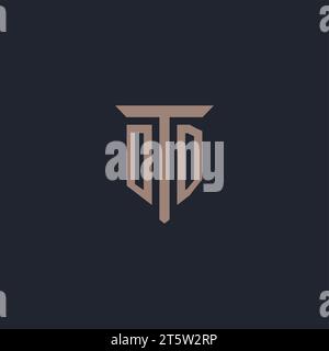OD Initial Logo Monogramm mit Säulen Symbol Design Vektor Stock Vektor