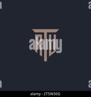 Ru Initial-Logo-Monogramm mit Vektor im Säulensymbol-Design Stock Vektor