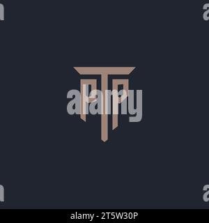 PP-Initial-Logo-Monogramm mit Säulen-Symbol-Design-Vektor Stock Vektor