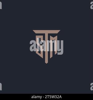 SM Initial-Logo-Monogramm mit Säulen-Symbol-Design-Vektor Stock Vektor