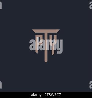 PY Initial Logo Monogramm mit Säulen Symbol Design Vektor Stock Vektor