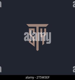 SY Initial-Logo-Monogramm mit Säulen-Symbol-Design-Vektor Stock Vektor