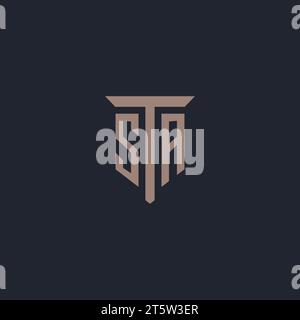 SA Initial Logo Monogramm mit Säulen Symbol Design Vektor Stock Vektor