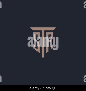 SF Initial-Logo-Monogramm mit Säulen-Symbol-Design-Vektor Stock Vektor