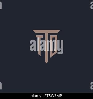 TQ Initial-Logo-Monogramm mit Säulen-Symbol-Design-Vektor Stock Vektor
