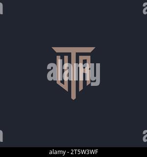 UR Initial-Logo-Monogramm mit Säulen-Symbol-Design-Vektor Stock Vektor
