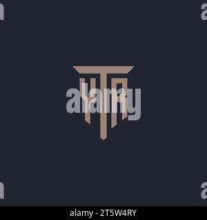 YR Initial Logo Monogramm mit Säulen Symbol Design Vektor Stock Vektor