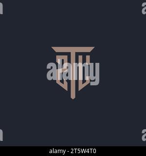 ZL Initial-Logo-Monogramm mit Säulen-Symbol-Design-Vektor Stock Vektor