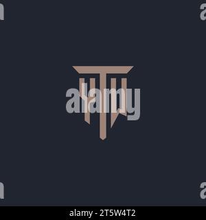 YW Initial Logo Monogramm mit Säulen Symbol Design Vektor Stock Vektor