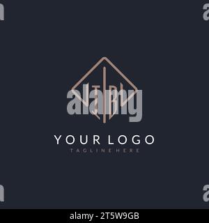 IB Initial Logo mit geschwungenen Rechteckdesign-Ideen Stock Vektor