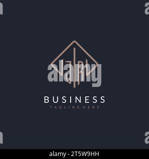 JR Initial Logo mit geschwungenen rechteckigen Design-Ideen Stock Vektor