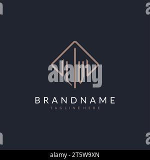 LV Initial Logo mit geschwungenen rechteckigen Design-Ideen Stock Vektor