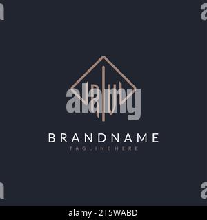 RV-Initiallogo mit geschwungenen rechteckigen Design-Ideen Stock Vektor