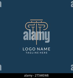 Initial Letter TT Säule Logo, Anwaltskanzlei Logo Inspiration Vektorgrafik Stock Vektor