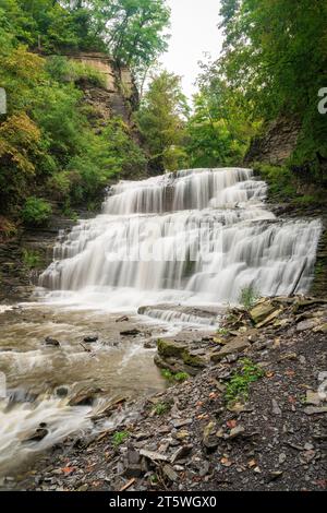Der Cascadilla Gorge Trail in Ithaka, NY Stockfoto