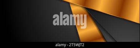 Schwarzer und bronzener abstrakter geometrischer Unternehmenshintergrund. Vektorbanner Stock Vektor
