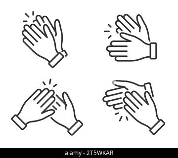 Symbol für klatschende Hände. Beifall klatschen. Symbol im Umrissstil. Vektor Stock Vektor