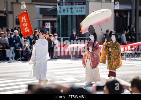 Kyoto, Japan - 22. Oktober 2023 : Jidai Matsuri ( Festival des Zeitalters ), eines der drei großen Kyoto-Festivals. Stockfoto