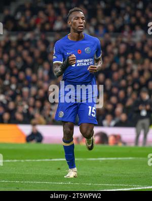 London, Großbritannien. November 2023. November 2023 - Tottenham Hotspur gegen Chelsea - Premier League - Tottenham Hotspur Stadium. Nicolas Jackson von Chelsea feiert sein erstes von drei Toren gegen Spurs. Bildnachweis: Mark Pain/Alamy Live News Stockfoto