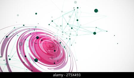 Abstrakter Hintergrund von Wasserwellen mit Plexus-Effekt. Handgemachte Vektorkunst. Stock Vektor