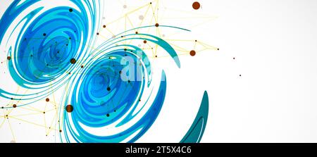 Abstrakter Hintergrund von Wasserwellen mit Plexus-Effekt. Handgemachte Vektorkunst. Stock Vektor