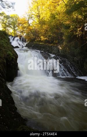 Slulow Falls, Betws y Coed, Yr Wyddfa, Gwynedd, Nordwales. Stockfoto