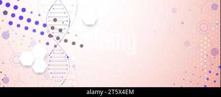 Wissenschaftliche Vorlage, Hintergrundbild oder Banner mit DNA-Molekülen. Handgemachte Vektor-Illustration. Stock Vektor