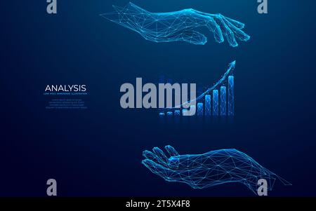 Geschäftsmann Hände halten Hologramm des Wachstumsdiagramms Stock Vektor