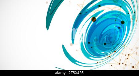 Abstrakter Hintergrund von Wasserwellen mit Plexus-Effekt. Handgemachte Vektorkunst. Stock Vektor